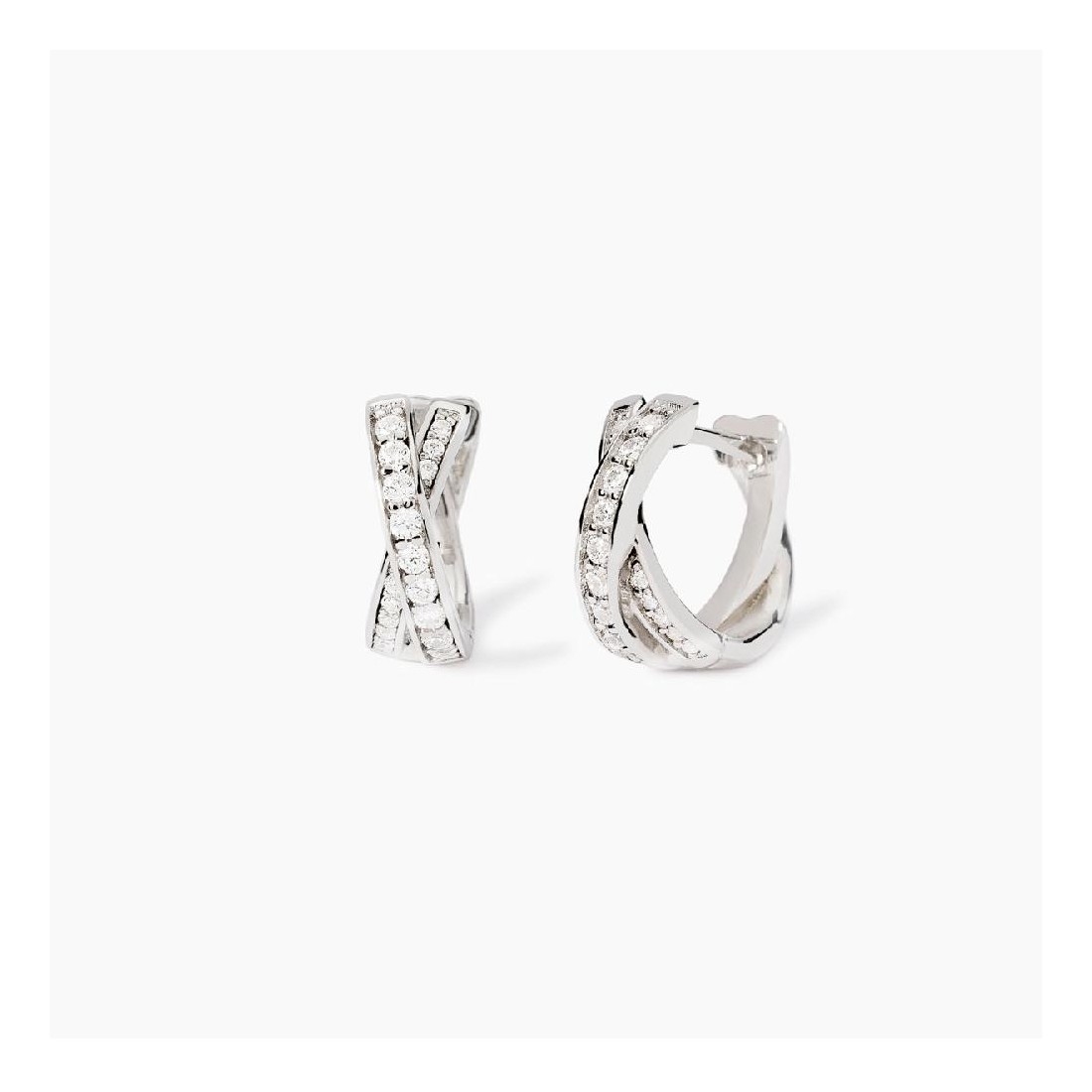 MABINA 563845 Orecchini intrecciati da donna in argento rodiato con zirconi