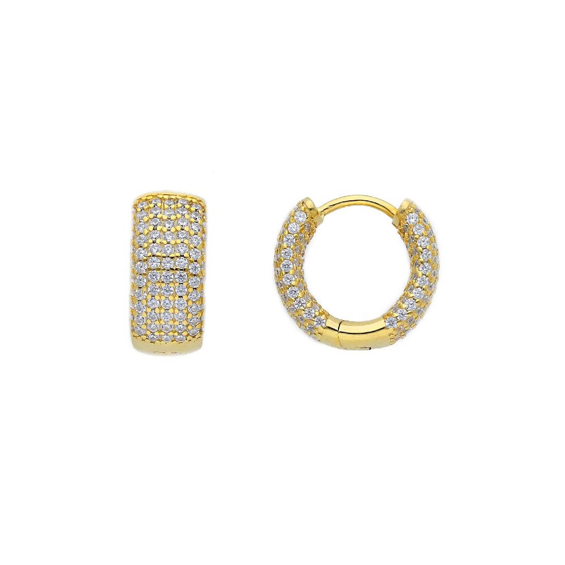 Orecchini cerchio in argento dorato 925/ooo e zirconia cubica