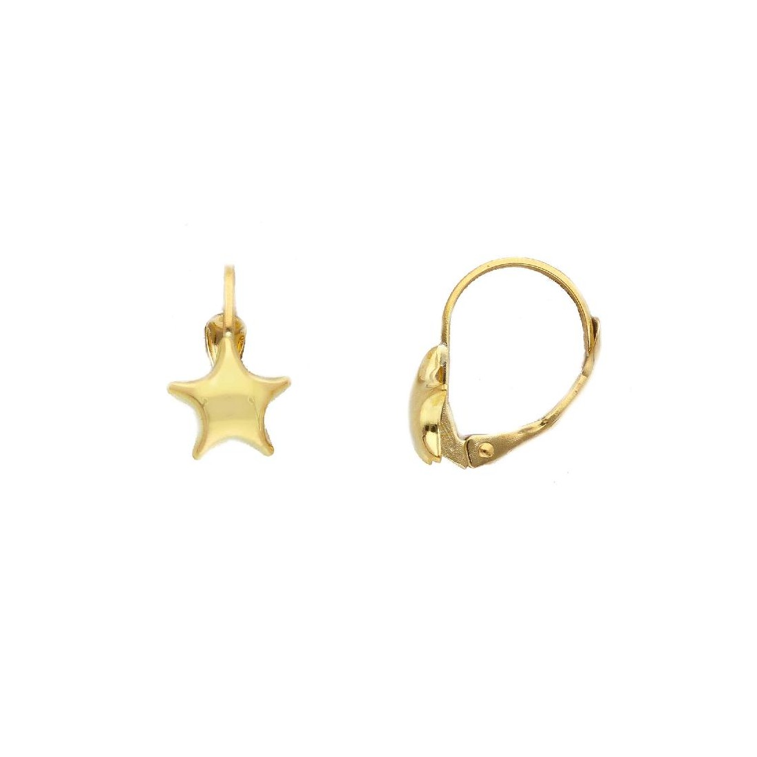 Orecchini monachella in oro giallo 750/ooo con stella