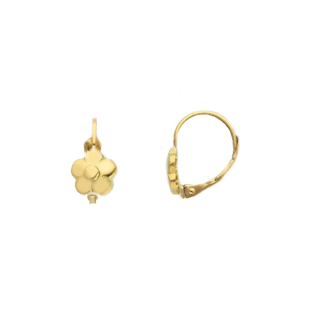 Orecchini monachella in oro giallo 750/ooo con fiore