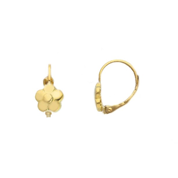 Orecchini monachella in oro giallo 750/ooo con fiore
