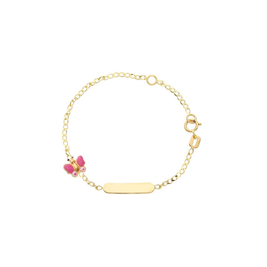 Bracciale targa in oro giallo 750/ooo e smalto con