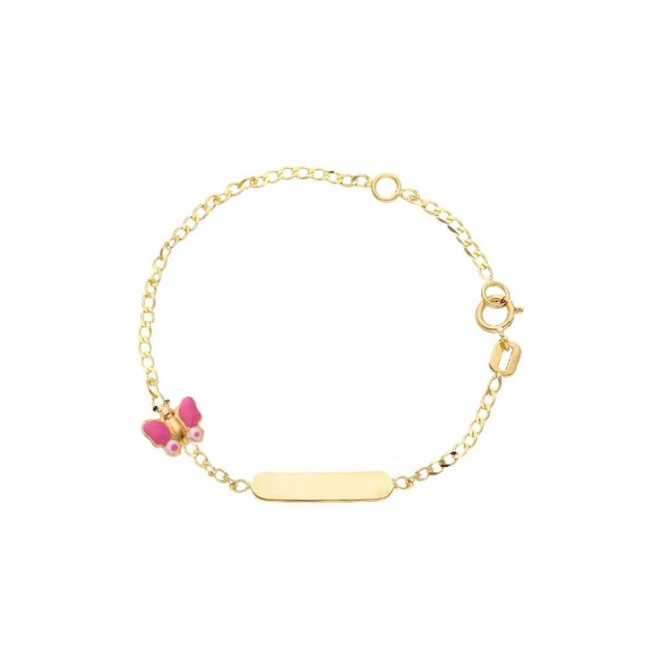 Bracciale targa in oro giallo 750/ooo e smalto con