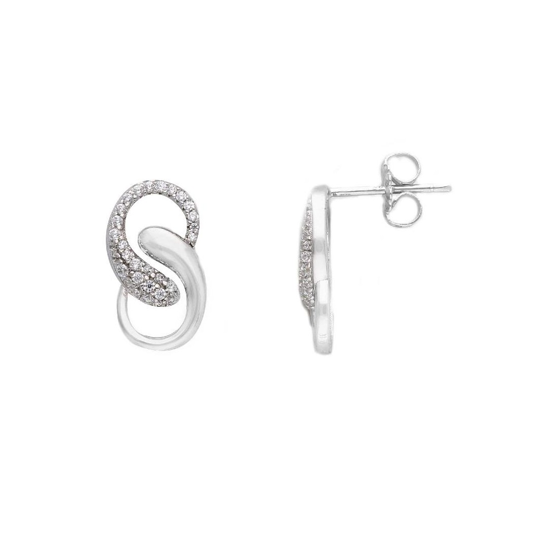 Orecchini lobo in argento 925/ooo e zirconia cubica