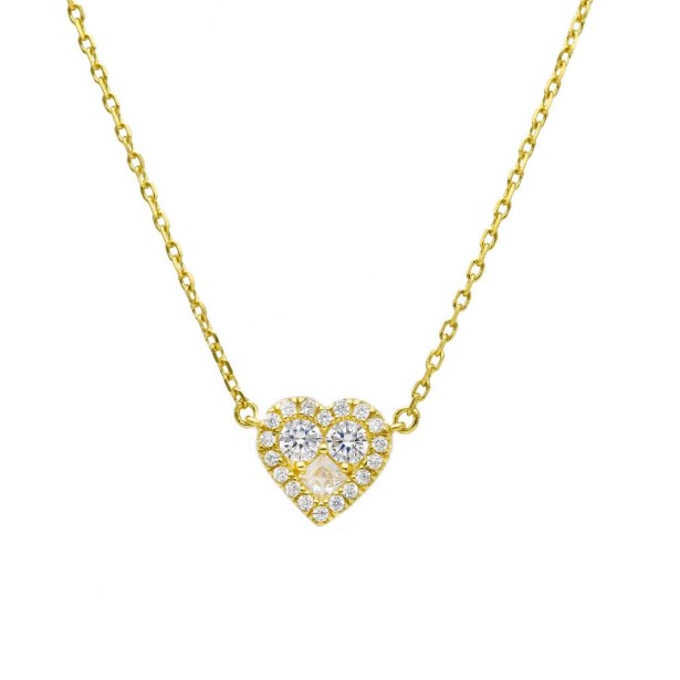 Girocollo in argento dorato 925/ooo e zirconia cubica con cuore
