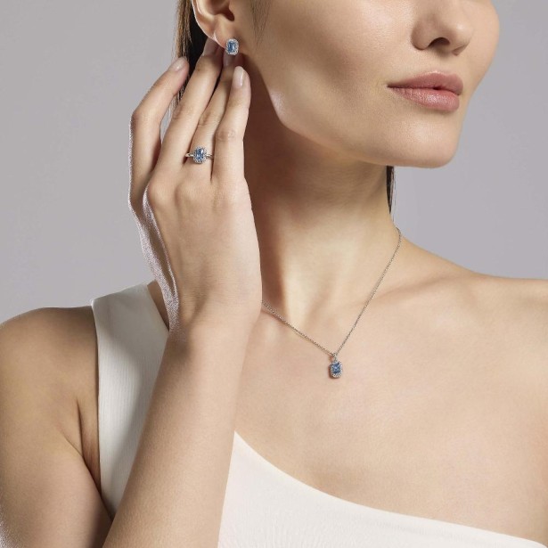 MABINA 523452 - Anello in argento 925/°°° acquamarina sintetica e zirconi