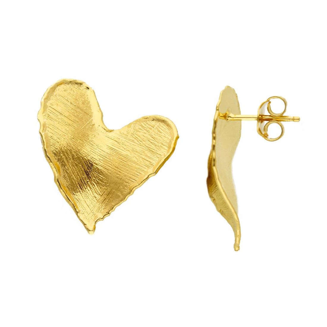 Orecchini lobo in argento dorato 925/ooo con cuore