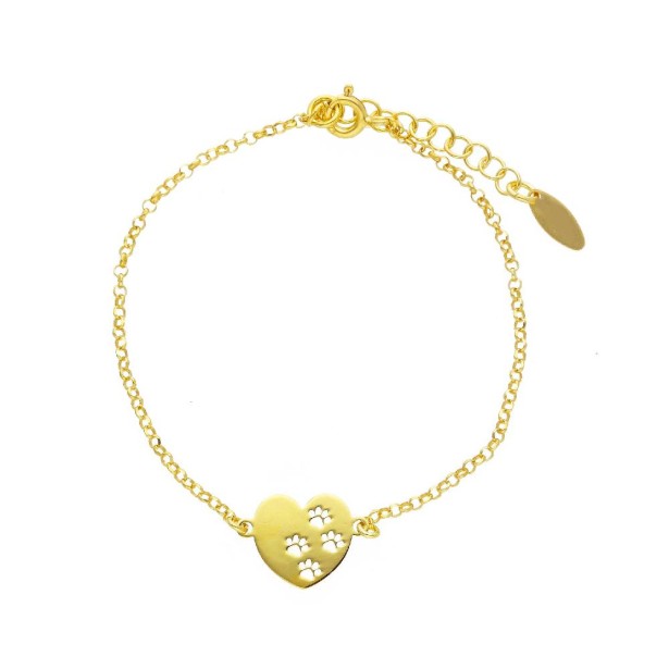 Bracciale in argento dorato 925/ooo con cuore e zampa