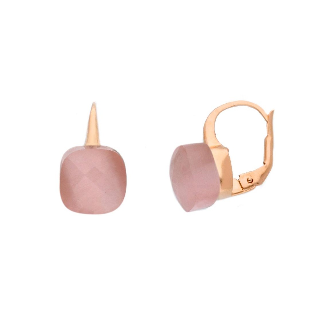 Orecchini monachella in argento ros� 925/ooo e cristallo artificiale rosa