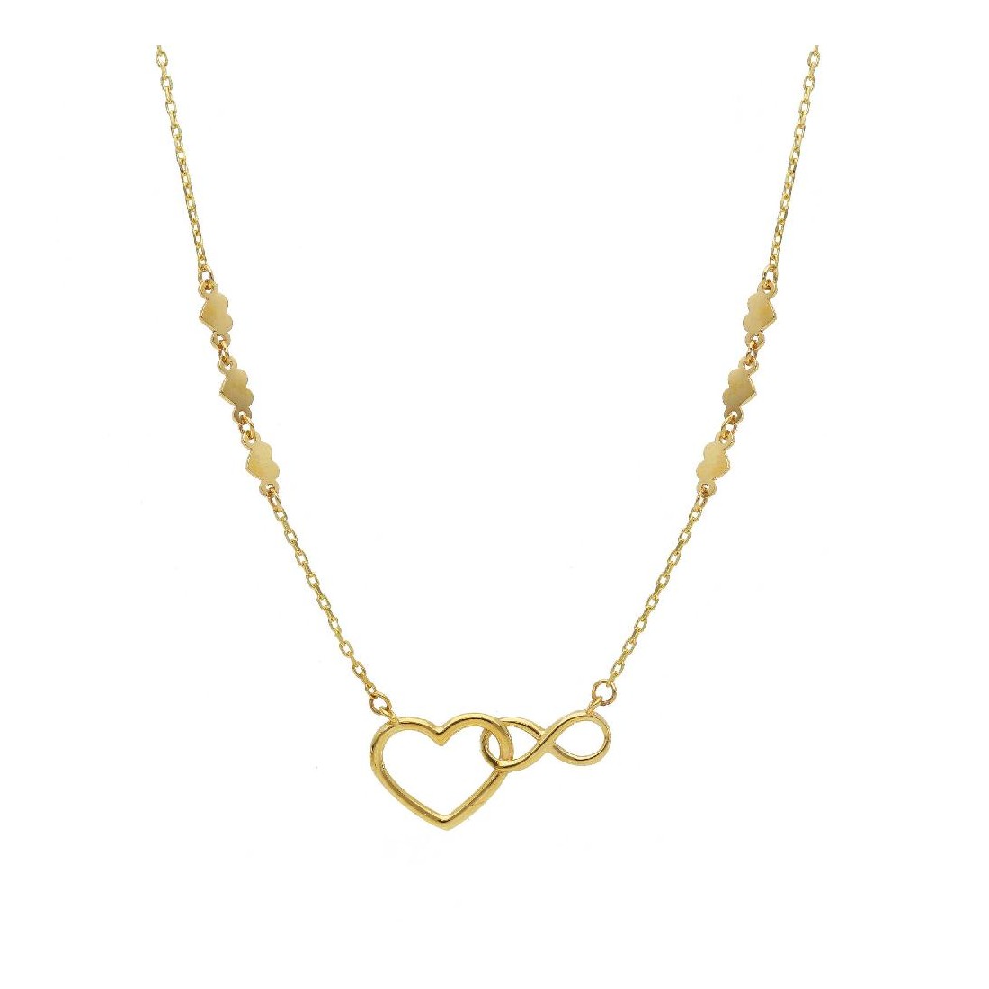 Girocollo in oro giallo 375/ooo con cuore e infinito