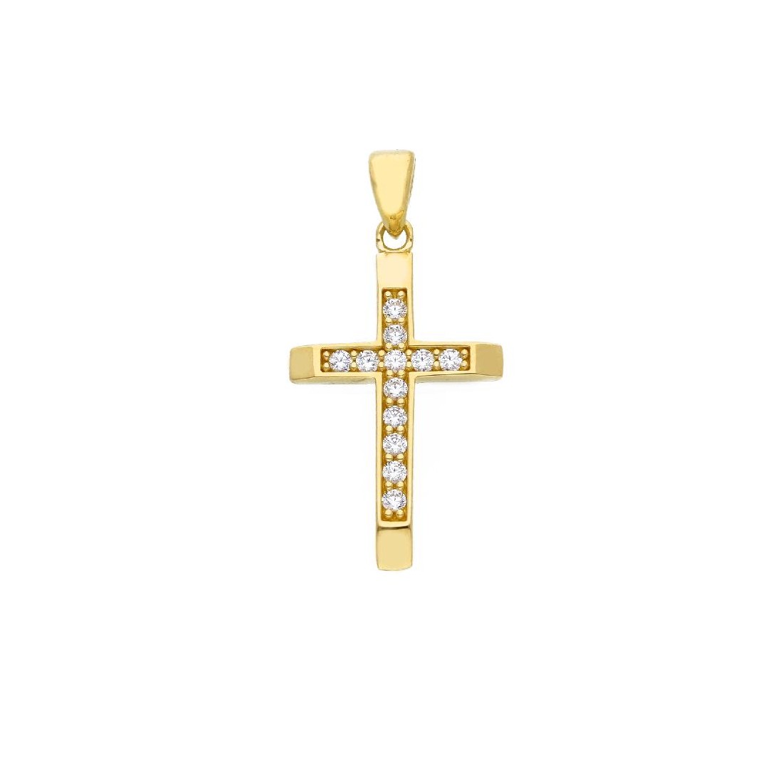 Ciondolo in oro giallo 375/ooo e zirconia cubica con croce