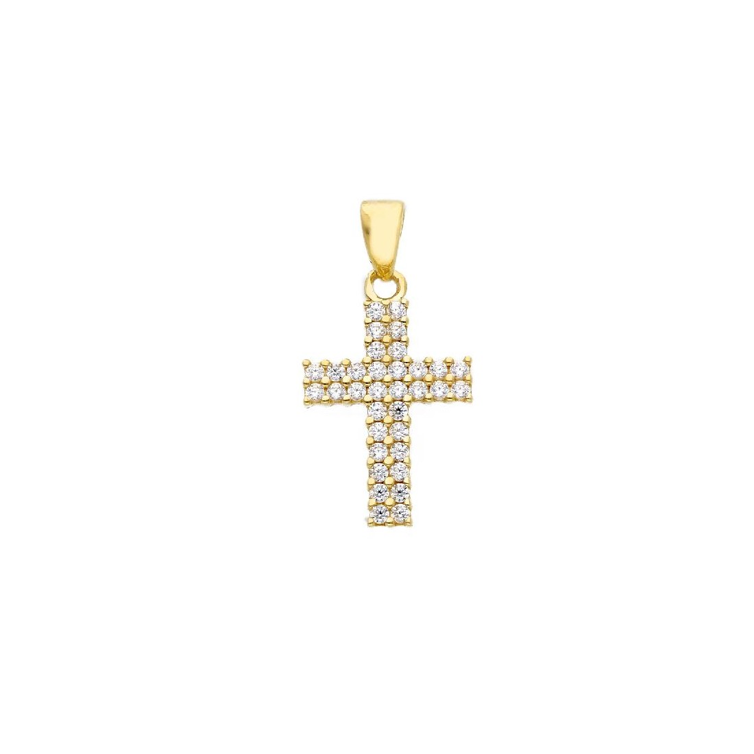 Ciondolo in oro giallo 375/ooo e zirconia cubica con croce