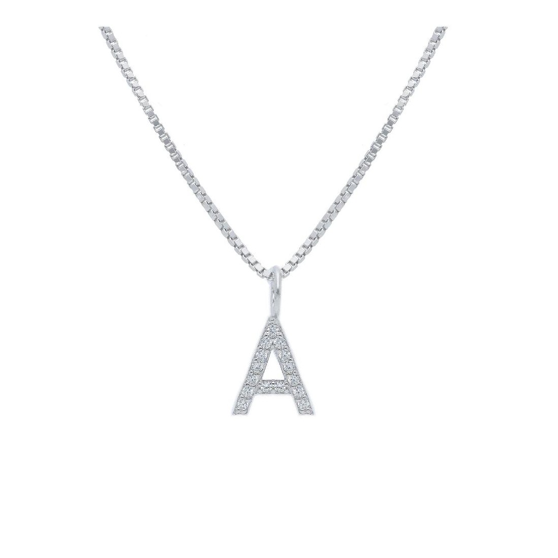 Girocollo in argento 925/°°° e zirconia cubica con iniziale