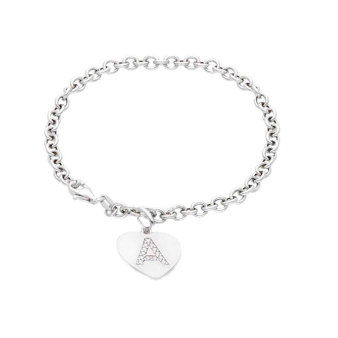 Bracciale in argento 925/ooo e zirconia cubica con iniziale