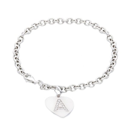 Bracciale in argento 925/ooo e zirconia cubica con iniziale