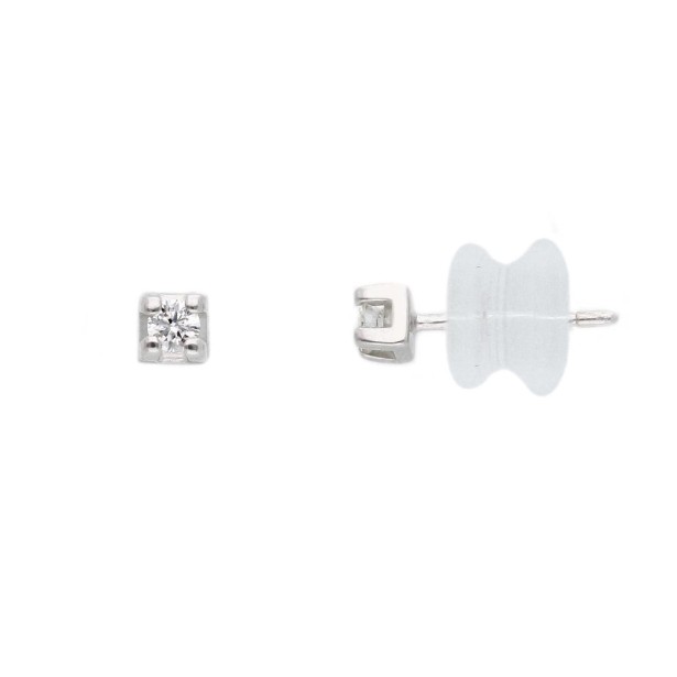 Orecchini punto luce in oro bianco 375/°°° e diamante