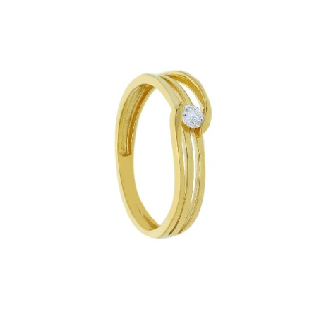 Anello solitario in oro giallo 750/°°° e diamante