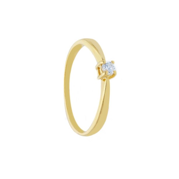 Anello solitario in oro giallo 750/°°° e diamante
