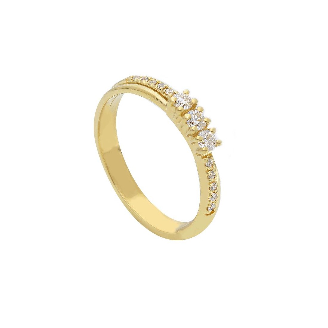 Anello trilogy in oro giallo 750/°°° e diamante