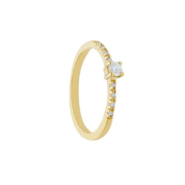 Anello solitario in oro giallo 750/ooo e diamante