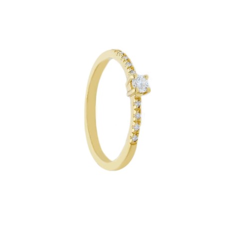 Anello solitario in oro giallo 750/ooo e diamante