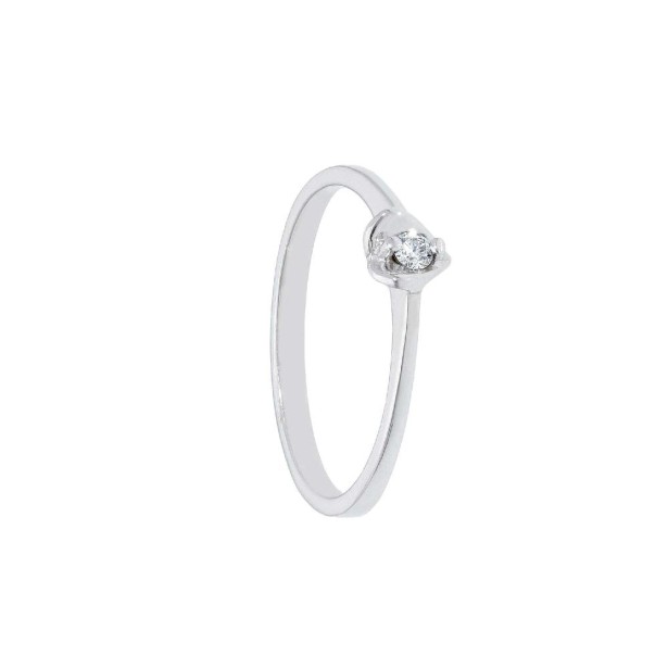 Anello solitario in oro bianco 750/°°° e diamante
