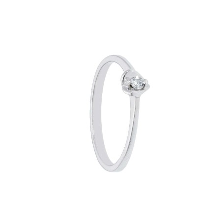 Anello solitario in oro bianco 750/°°° e diamante
