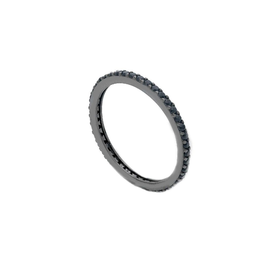 Anello eternity in argento brunito 925/°°° e cristallo artificiale neri
