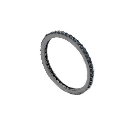 Anello eternity in argento brunito 925/°°° e cristallo artificiale neri