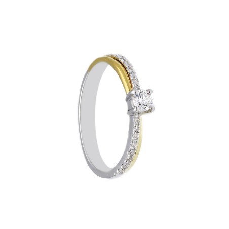 Solitario in oro giallo e bianco 750/ooo e diamante
