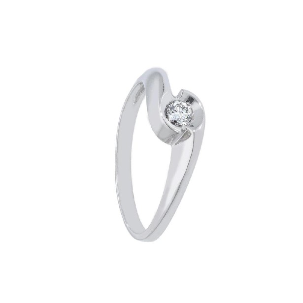 Anello solitario in oro bianco 750/ooo e diamante