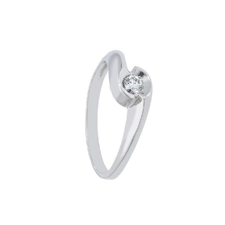 Anello solitario in oro bianco 750/ooo e diamante