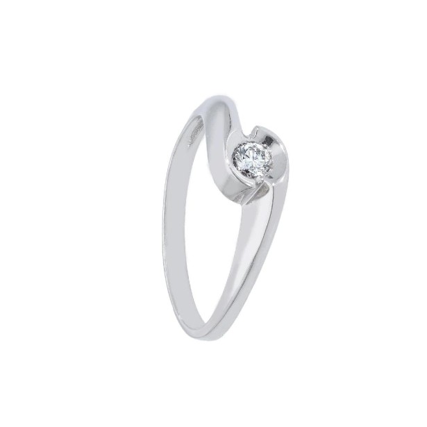 Anello solitario in oro bianco 750/ooo e diamante