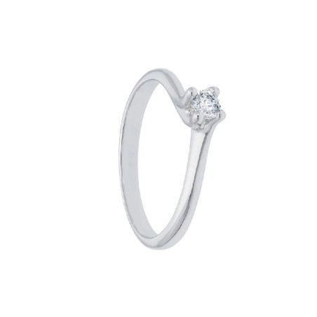 Anello solitario in oro bianco 750/ooo e diamante