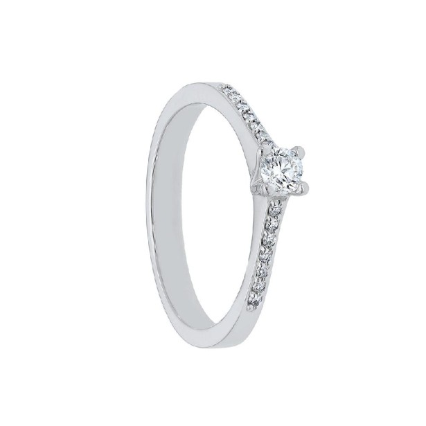 Anello solitario in oro bianco 750/ooo e diamante