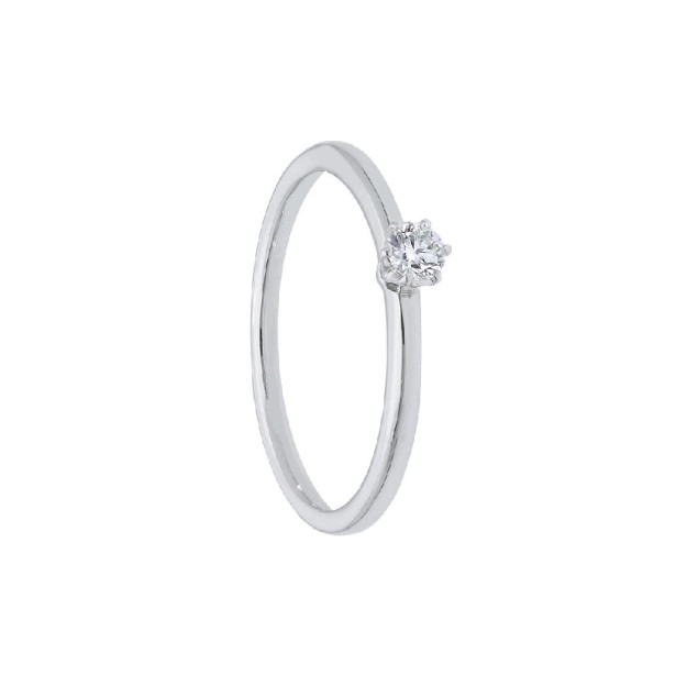 Anello solitario in oro bianco 750/ooo e diamante