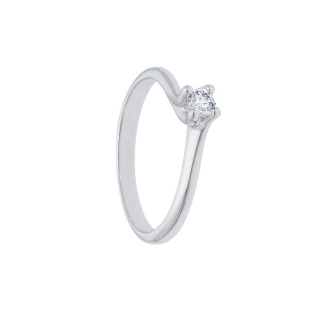 Anello solitario in oro bianco 750/ooo e diamante
