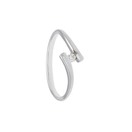 Anello solitario in oro bianco 375/°°° e diamante