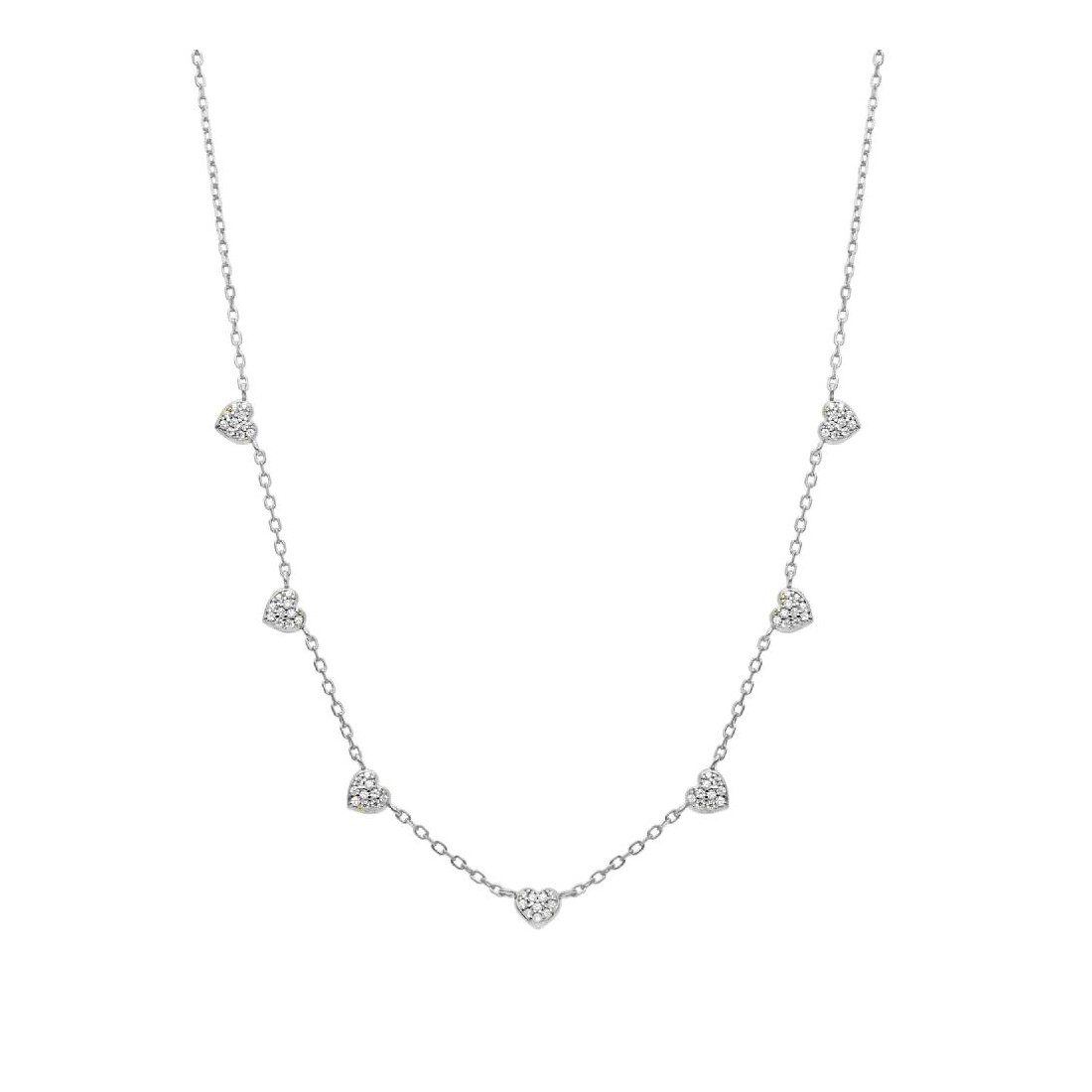 Girocollo in argento 925/ooo e zirconia cubica con cuori