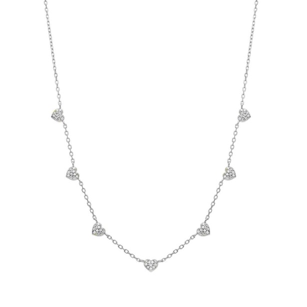 Girocollo in argento 925/ooo e zirconia cubica con cuori