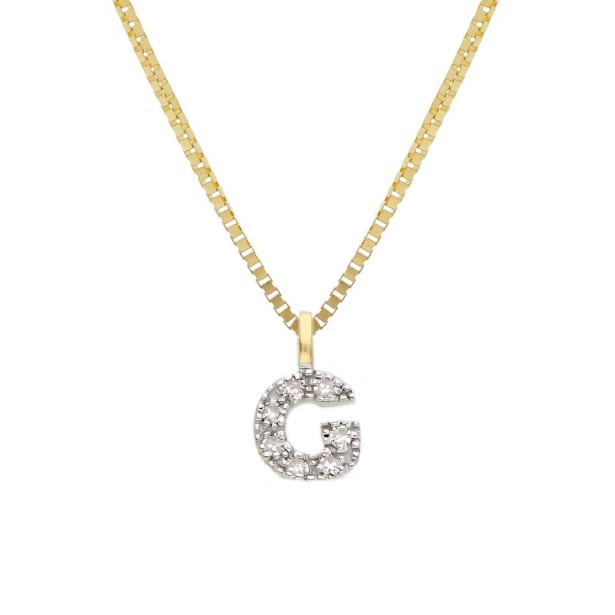 Girocollo in oro giallo 375/°°° e diamante con iniziale