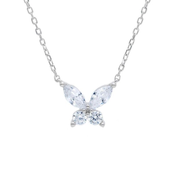 Girocollo in argento 925/ooo e zirconia cubica con farfalla