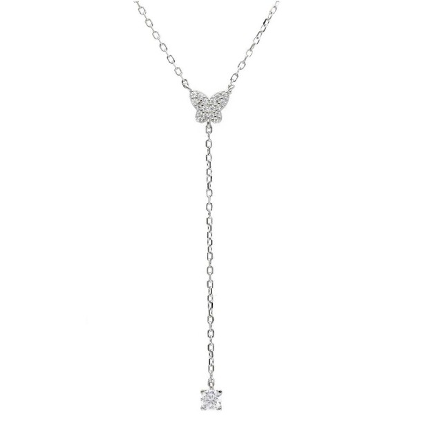Girocollo in argento 925/ooo e zirconia cubica con farfalla