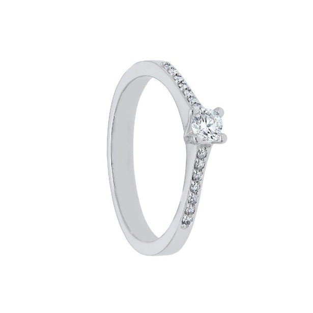 Anello solitario in oro bianco 750/ooo e diamante