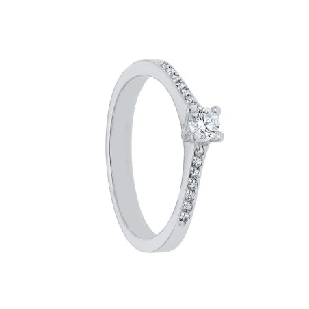 Anello solitario in oro bianco 750/ooo e diamante