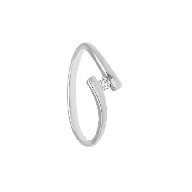 Anello solitario in oro bianco 375/°°° e diamante
