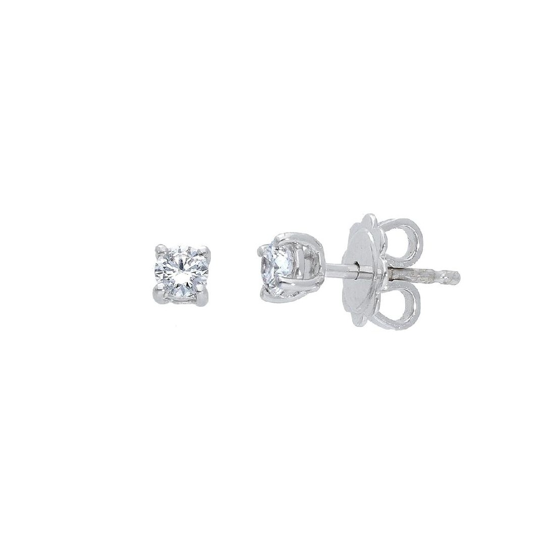 Orecchini punto luce in oro bianco 750/ooo e diamante