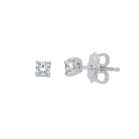 Orecchini punto luce in oro bianco 750/ooo e diamante