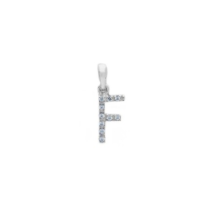 Ciondolo in oro bianco 375/°°° e zirconia cubica con iniziale