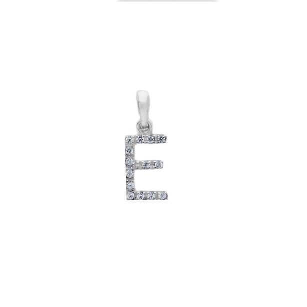 Ciondolo in oro bianco 375/°°° e zirconia cubica con iniziale